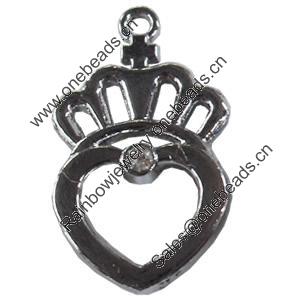 Zinc Alloy Charm/Pendant with Crystal, 17x28mm, Sold by PC