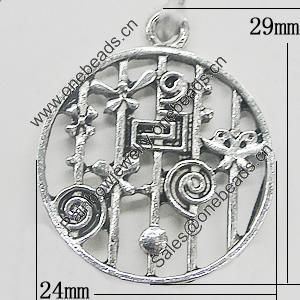 Pendant, Zinc Alloy Jewelry Findings, 24x29mm, Sold by Bag