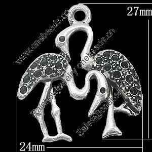 Pendant, Zinc Alloy Jewelry Findings, Animal 24x27mm, Sold by Bag