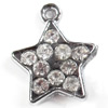 Zinc Alloy Charm/Pendant with Crystal, Star, 15x17mm, Sold by PC
