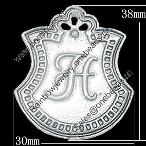 Pendant, Zinc Alloy Jewelry Findings, 30x38mm, Sold by Bag