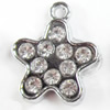 Zinc Alloy Charm/Pendant with Crystal, Flower, 15x17mm, Sold by PC