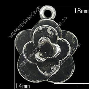Pendant, Zinc Alloy Jewelry Findings, Flower 14x18mm, Sold by Bag
