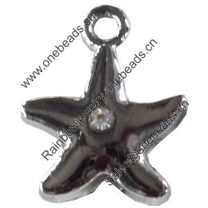 Zinc Alloy Charm/Pendant with Crystal, 15x18mm, Sold by PC