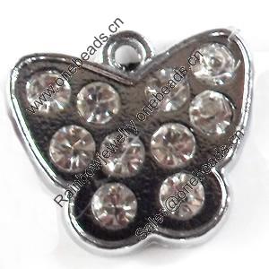 Zinc Alloy Charm/Pendant with Crystal, 17x15mm, Sold by PC