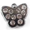 Zinc Alloy Charm/Pendant with Crystal, 17x15mm, Sold by PC
