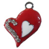 Zinc Alloy Enamel Pendant with Crystal, Heart, 15x22mm, Sold by PC