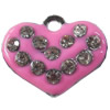 Zinc Alloy Enamel Pendant with Crystal, Heart, 18x14mm, Sold by PC
