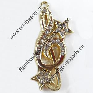 Zinc Alloy Charm/Pendant with Crystal, 19x38mm, Sold by PC