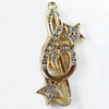 Zinc Alloy Charm/Pendant with Crystal, 19x38mm, Sold by PC
