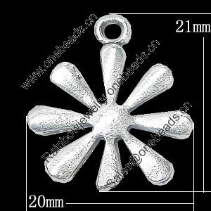 Pendant, Zinc Alloy Jewelry Findings, Flower 20x21mm, Sold by Bag