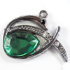 Zinc Alloy Charm/Pendant with Crystal, 27x23mm, Sold by PC