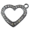 Zinc Alloy Charm/Pendant with Crystal, Heart, 23x20mm, Sold by PC