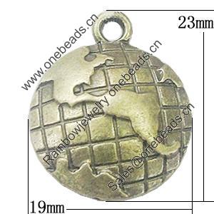 Pendant, Zinc Alloy Jewelry Findings, 19x23mm, Sold by Bag