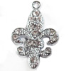 Zinc Alloy Charm/Pendant with Crystal, 18x27mm, Sold by PC