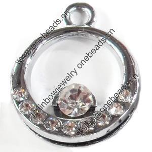 Zinc Alloy Charm/Pendant with Crystal, 18x22mm, Sold by PC