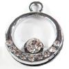 Zinc Alloy Charm/Pendant with Crystal, 18x22mm, Sold by PC