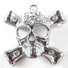 Zinc Alloy Charm/Pendant with Crystal, 26x27mm, Sold by PC