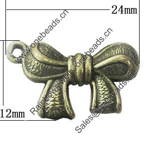 Pendant, Zinc Alloy Jewelry Findings, Bowknot 24x12mm, Sold by Bag