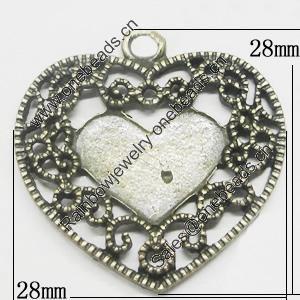 Pendant, Zinc Alloy Jewelry Findings, Heart 28x28mm, Sold by Bag