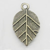 Pendant, Zinc Alloy Jewelry Findings, leaf 15x24mm, Sold by Bag