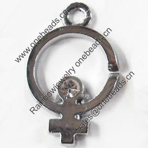 Zinc Alloy Charm/Pendant with Crystal, 15x23mm, Sold by PC