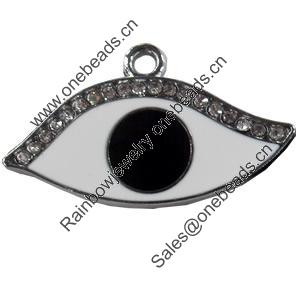 Zinc Alloy Charm/Pendant with Crystal, 33x18mm, Sold by PC