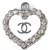 Zinc Alloy Charm/Pendant with Crystal, Heart, 17x18mm, Sold by PC