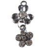 Zinc Alloy Charm/Pendant with Crystal, 13x27mm, Sold by PC