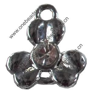 Zinc Alloy Charm/Pendant with Crystal, 10x14mm, Sold by PC