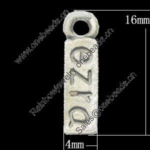 Pendant, Zinc Alloy Jewelry Findings, 4x16mm, Sold by Bag