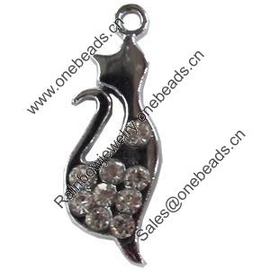 Zinc Alloy Charm/Pendant with Crystal, 8x24mm, Sold by PC