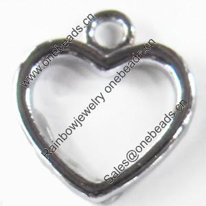 Zinc Alloy Charm/Pendant, Heart, 13x15mm, Sold by PC