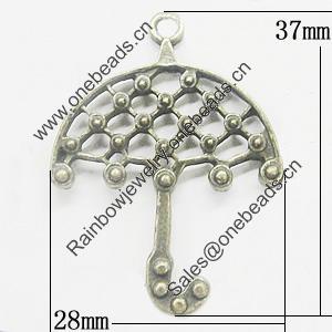 Pendant, Zinc Alloy Jewelry Findings, Umbrella 28x37mm, Sold by Bag