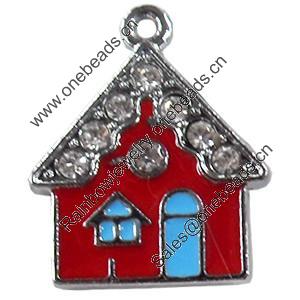 Zinc Alloy Charm/Pendant with Crystal, 19x23mm, Sold by PC