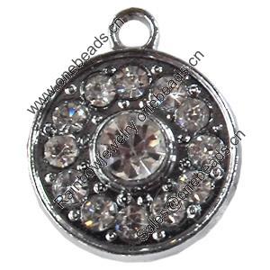 Zinc Alloy Charm/Pendant with Crystal, 14x18mm, Sold by PC