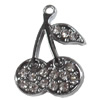 Zinc Alloy Charm/Pendant with Crystal, Cherry, 18x25mm, Sold by PC