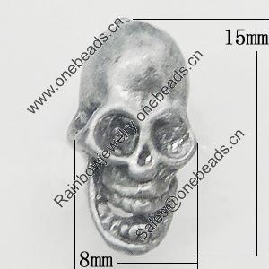 Pendant, Zinc Alloy Jewelry Findings, Skeleton 8x15mm, Sold by Bag