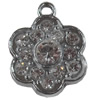 Zinc Alloy Charm/Pendant with Crystal, Flower, 15x20mm, Sold by PC