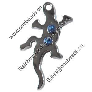 Zinc Alloy Charm/Pendant with Crystal, 14x30mm, Sold by PC