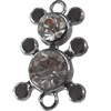 Zinc Alloy Connector with Crystal, 14x21mm, Sold by PC
