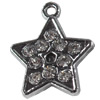 Zinc Alloy Charm/Pendant with Crystal, Star, 15x18mm, Sold by PC