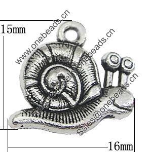 Pendant, Zinc Alloy Jewelry Findings, Animal 16x15mm, Sold by Bag