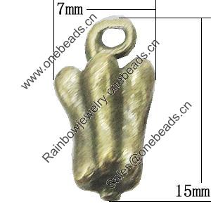 Pendant, Zinc Alloy Jewelry Findings, 7x15mm, Sold by Bag