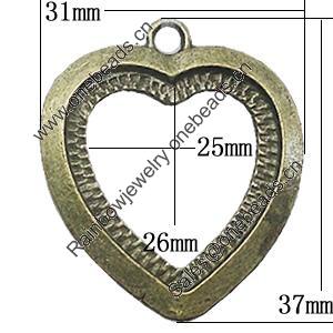 Zinc Alloy Pendant Settings, Outside diameter:31x37mm Interior diameter:25x26mm, Sold by PC