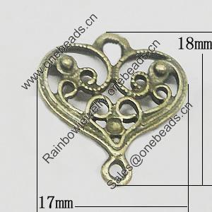 Connectors, Zinc Alloy Jewelry Findings, 17x18mm, Sold by Bag