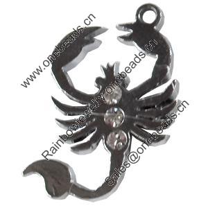 Zinc Alloy Charm/Pendant with Crystal, 18x28mm, Sold by PC