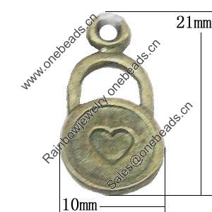Pendant, Zinc Alloy Jewelry Findings, 10x21mm, Sold by Bag