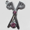 Zinc Alloy Charm/Pendant with Crystal, 18x30mm, Sold by PC