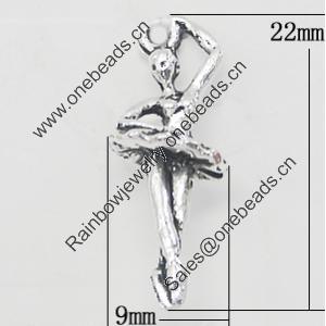 Pendant, Zinc Alloy Jewelry Findings, 9x22mm, Sold by Bag